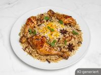 Hähnchenschenkel mit Biryani
